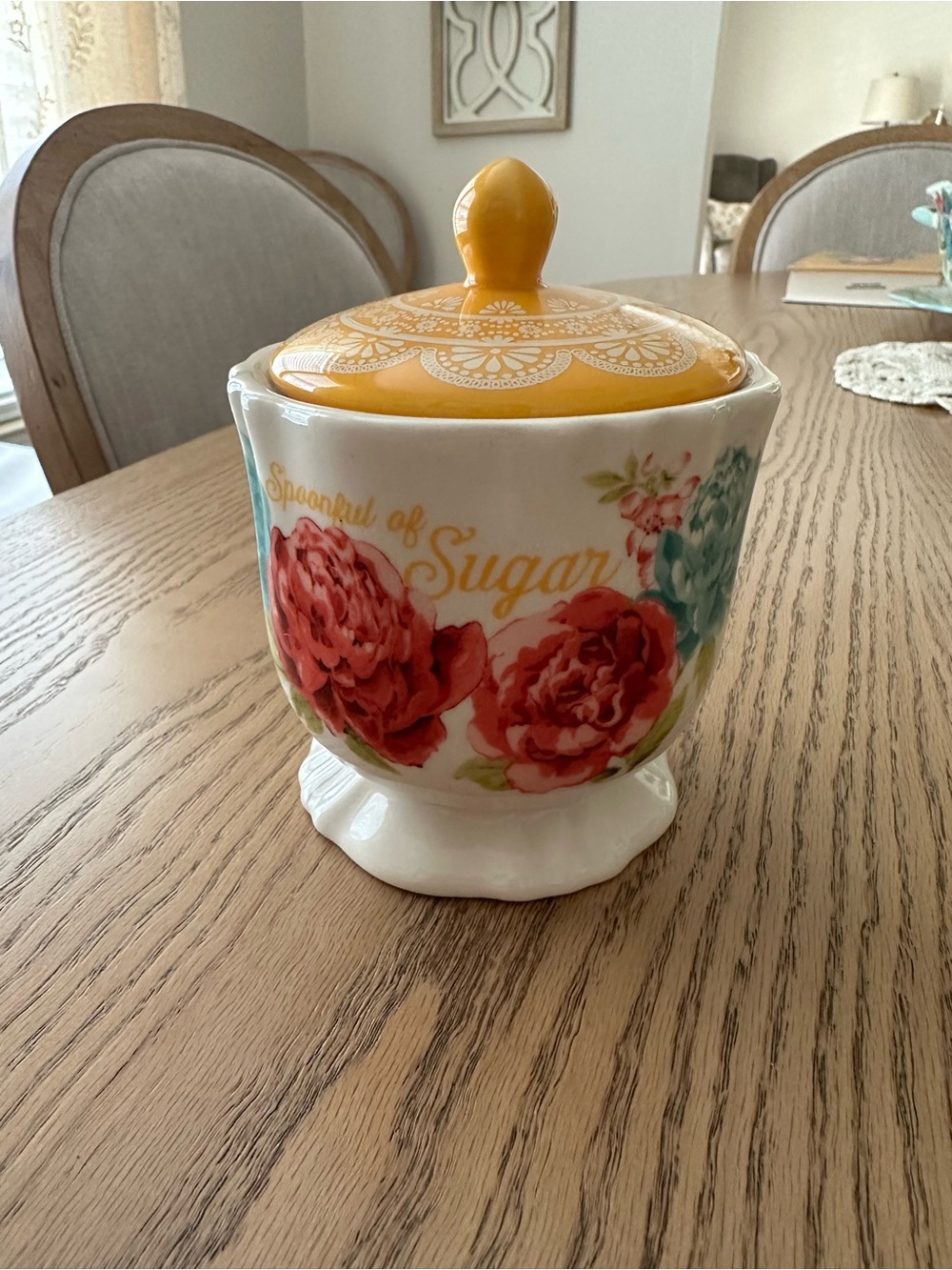 The Pioneer Woman Blossom Jubilee Floral Ceramic Sugar Jar Bowl